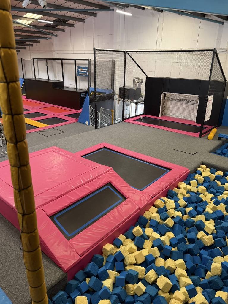 Trampoline park and foam pit at Boomerang Bounce House